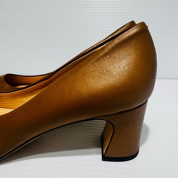 AGL Tan Leather Studded Block Heels Size 39 1/2 - Picture 4 of 15